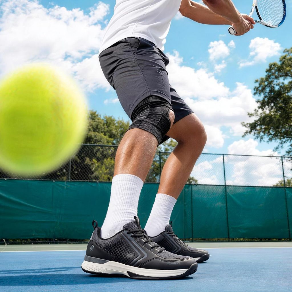 SZ 10X-WD, FitVille Tennis Shoes for Men Wide Men's Pickleball Shoes ( Black)