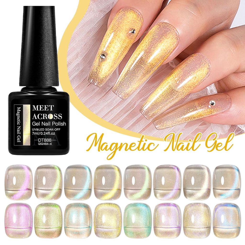 MEET ACROSS 12 Pcs Cat Eye Gel Nail Polish Set