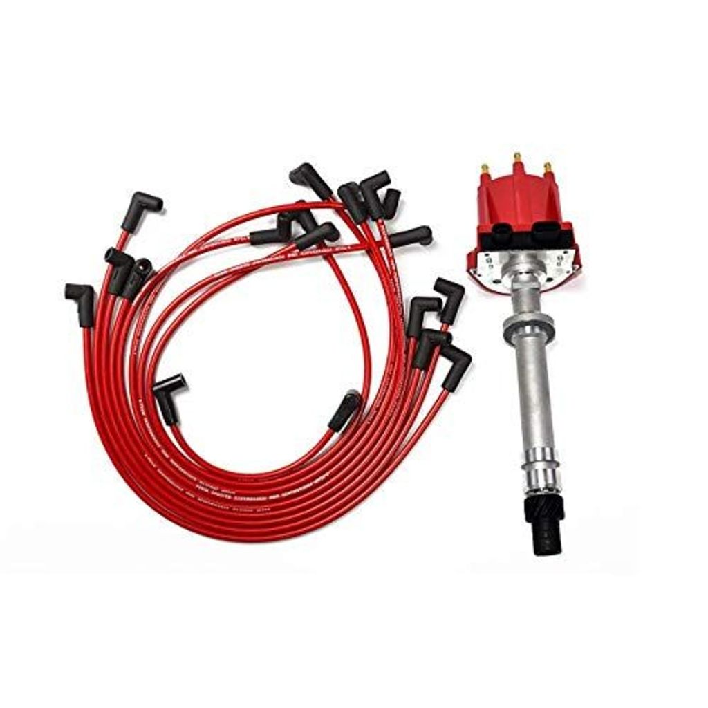 A-Team Performance - 10495798 OEM Distributor HEI651R and Red Spark Plug Wires Set - Compatible with GMC Chevy 4.3L V6 TBI EFI 1985-199 6 CYL Blazer S10 S15 Jimmy Sonoma C K Truck Pontiac Red Cap