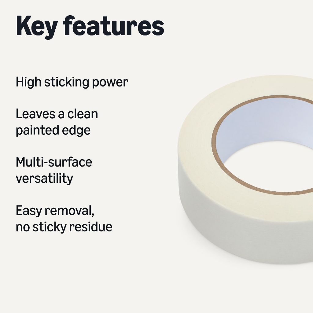 Amazon Basics Multi-Surface Masking Tape for Labeling, 1.41" x 60 Yards, White, 1 Roll