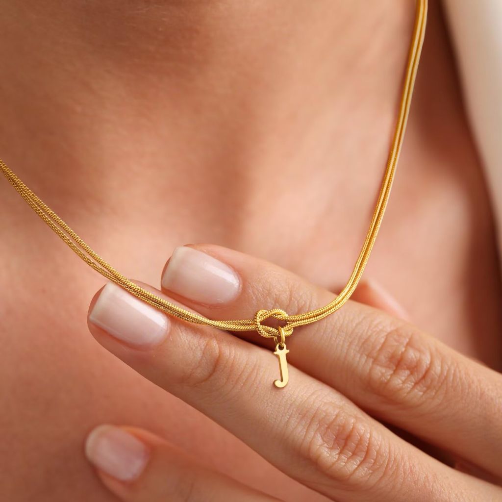 M MOOHAM Knot Letter Necklace for Women - 14K-Gold-Plated Tie the Knot Necklace Letter S Initial Necklaces Personalized Forever Infinity Necklaces Jewelry Gifts for Women Birthday Unique