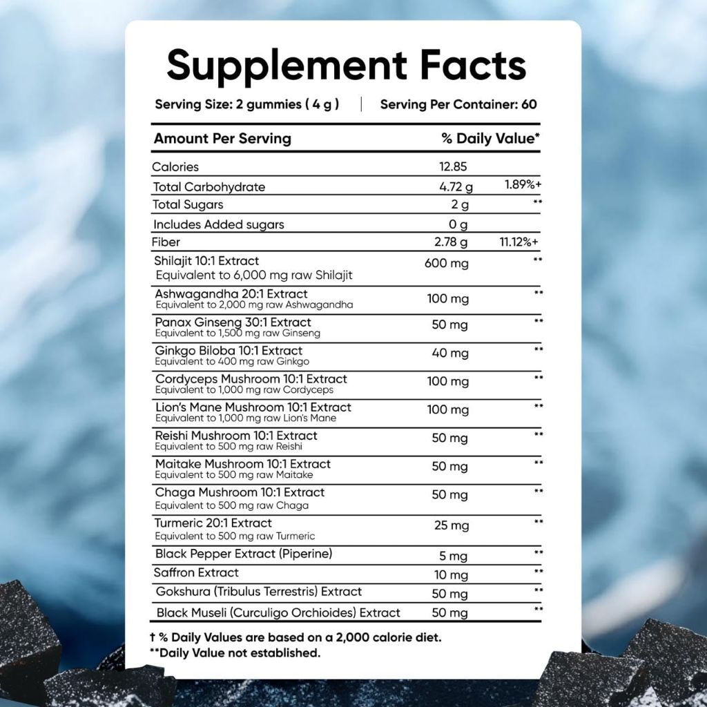 Zemus Himalayan Pure Shilajit Gummies | (60 Count / 8.46 oz, Strawberry)