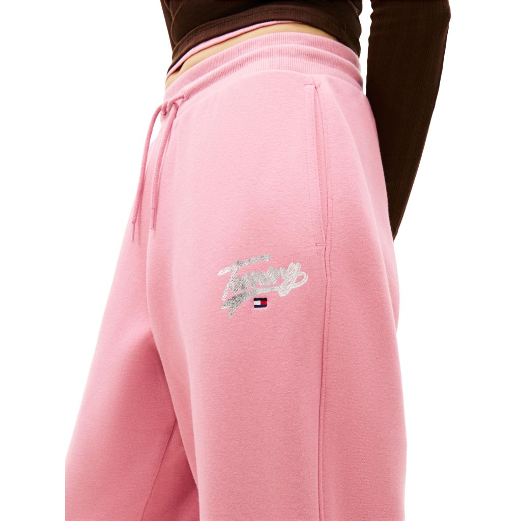 Tommy Jeans Women's Relaxed Printed Logo Jogger Sweatpants, Mystic Pink - size S
