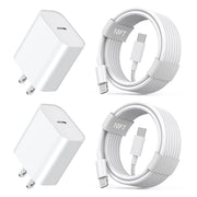 IPhone 11/12/13/14 Fast Charger [MFi Certified] USB-C to Lightning with Block - 10ft, White (2 Pack)