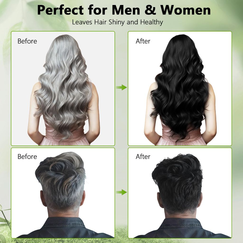 RKQNIER Black Hair Dye Shampoo for Women & Men, 10 Min Gray Coverage, 3 in 1 Semi-Permanent