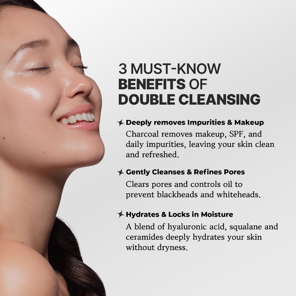 HEEDA All-In-One Double Cleansing Duo, Charcoal Ceramide Cleansing Balm & Hyaluronic Acid Foam Cleanser for Deep Purifying