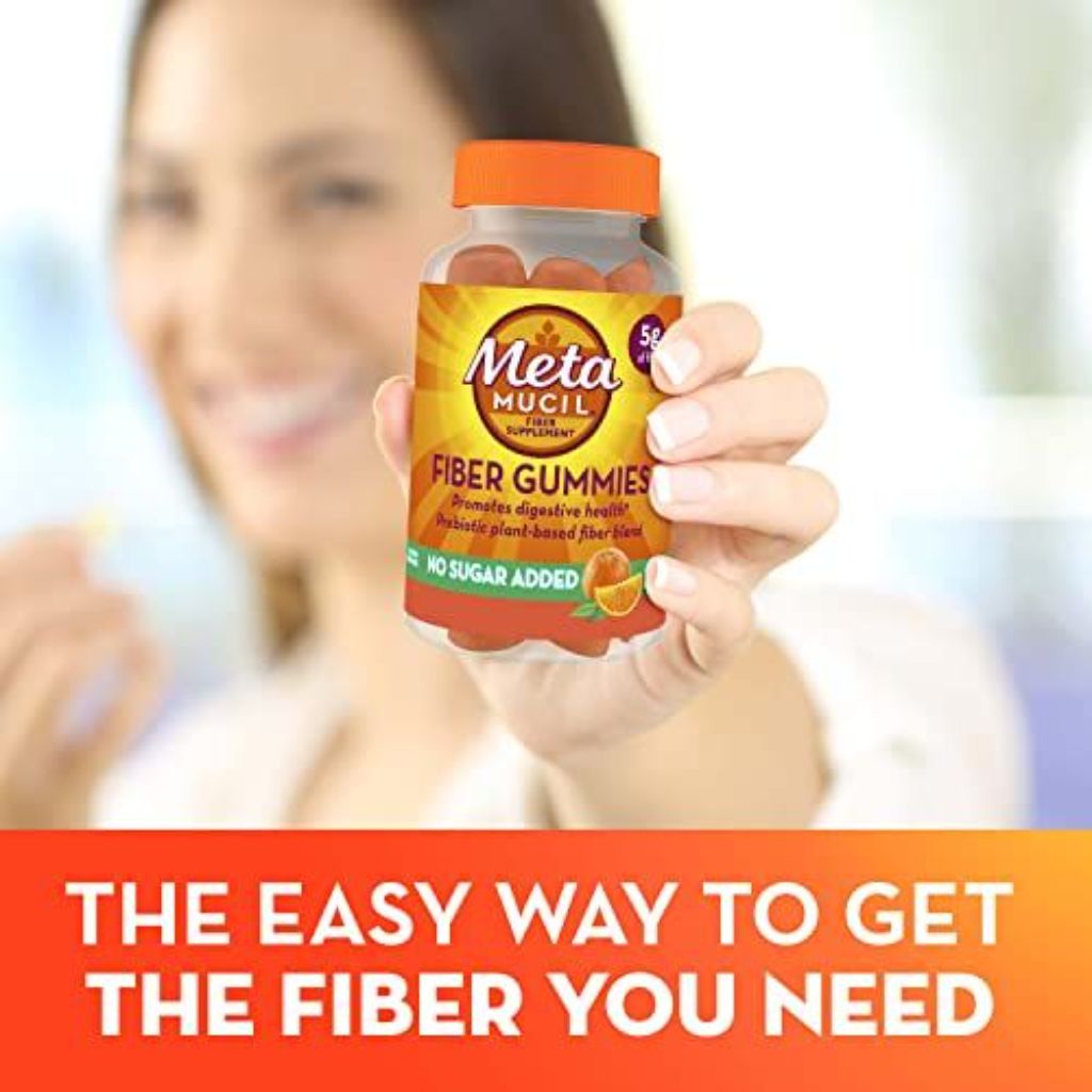 Metamucil Fiber Supplement Gummies, Sugar Free Orange Flavor, 5g Prebiotic Plant Based Fiber Blend, 120 Count