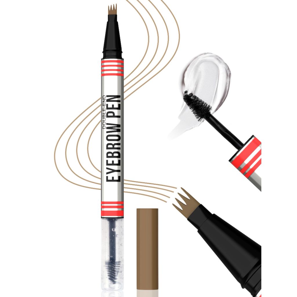 Vevivia Eyebrow Pen & Eyebrow Gel - Eyebrow Pencil Magical 2-in-1 Dual-Ended Brow Pencil (Brown)