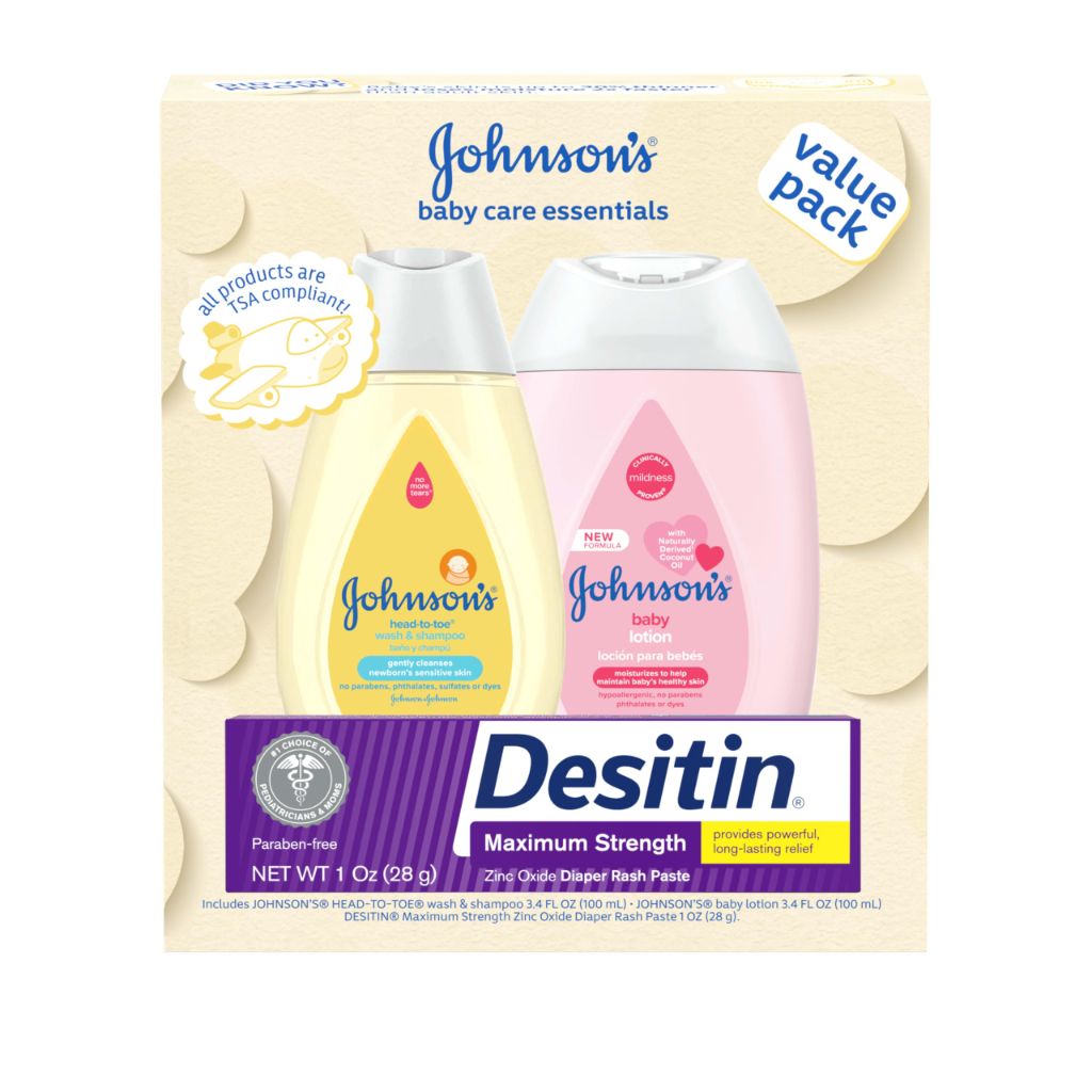 Johnson's Baby Care Essentials Gift Set, Body Lotion, & Zinc Oxide Diaper Rash Paste | Value Pack