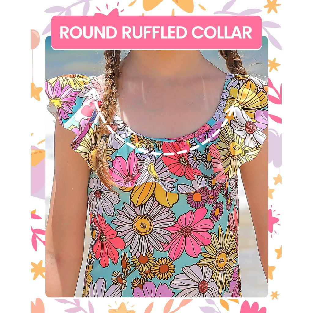 Angel season Girls One Piece Swimsuits for Toddlers, Ruffle Sunflower - Size 2t