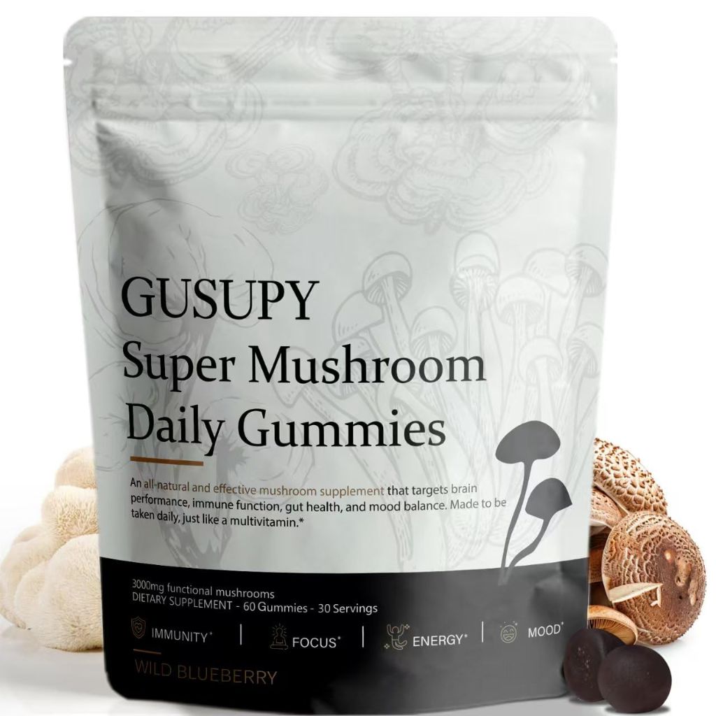Lions Mane Mushroom Gummies Supplement - Blueberry Flavor, 60 Gummies