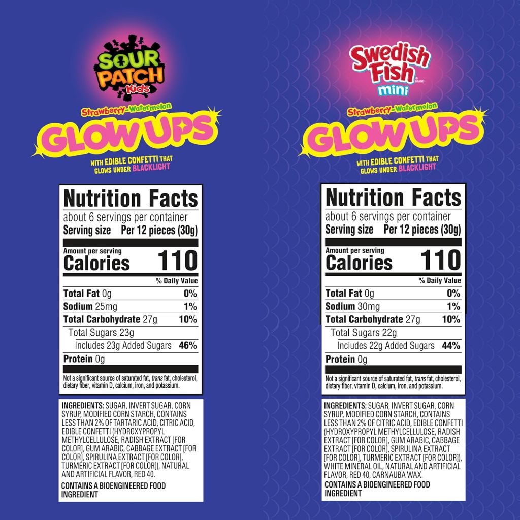 SOUR PATCH KIDS and SWEDISH FISH Mini Glow Ups Strawberry-Watermelon Soft & Chewy Candy Variety Pack, Bulk Candy, 4-6.7 oz Bags