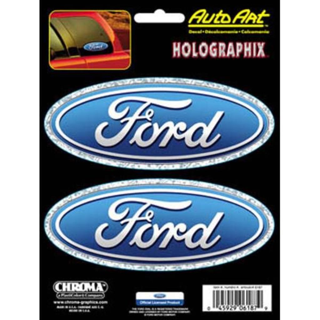 Chroma 6187 Holographic Ford Oval Decals - 5.5  X 2  - Two Decals