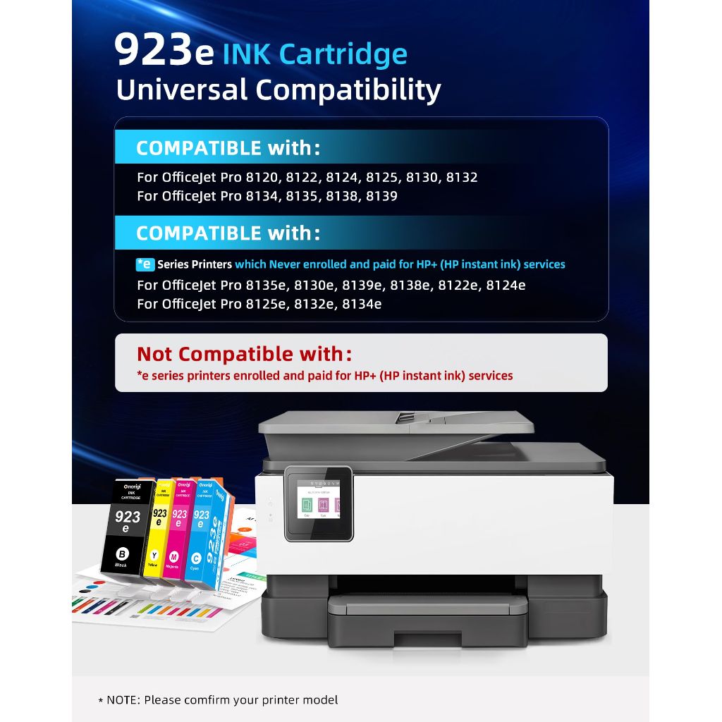 923 923XL Ink Cartridges Combo Pack Replacement (WITH CHIP)