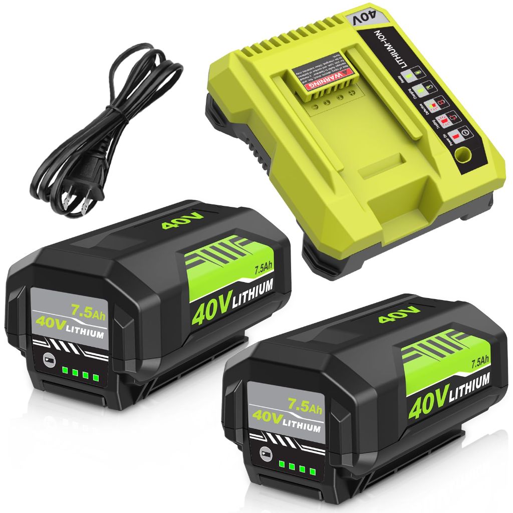 Generic Replacement 40V 7.5Ah Batteries and Charger for Ryobi OP4026 OP40261 OP4050 OP4040 OP40401 OP40201 OP40601 Cordless Tools