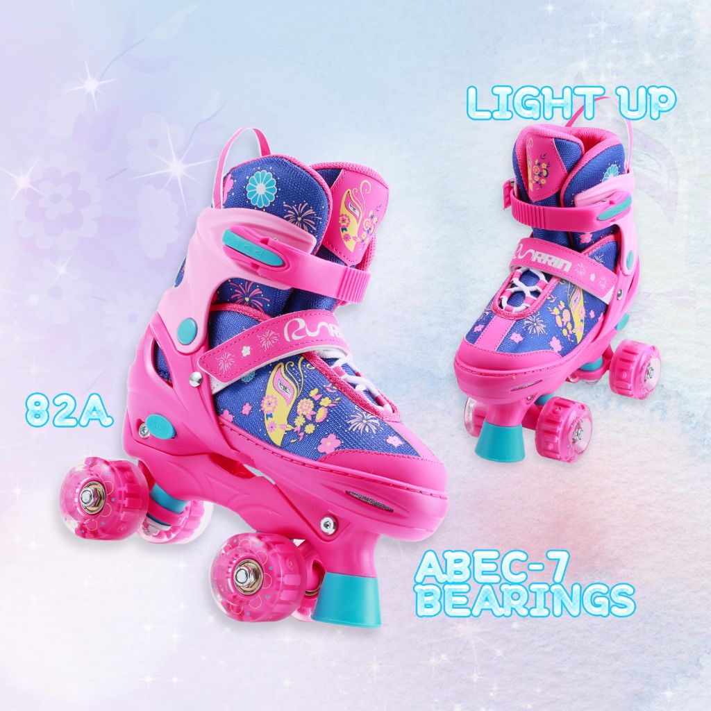 RunRRIn Adjustable Kids Roller Skates for Girls Boys with Light Up Wheels –Skates for Kids Ages 6-12, Toddler 3-5, Youth and Women Beginners Indoor and Outdoor
