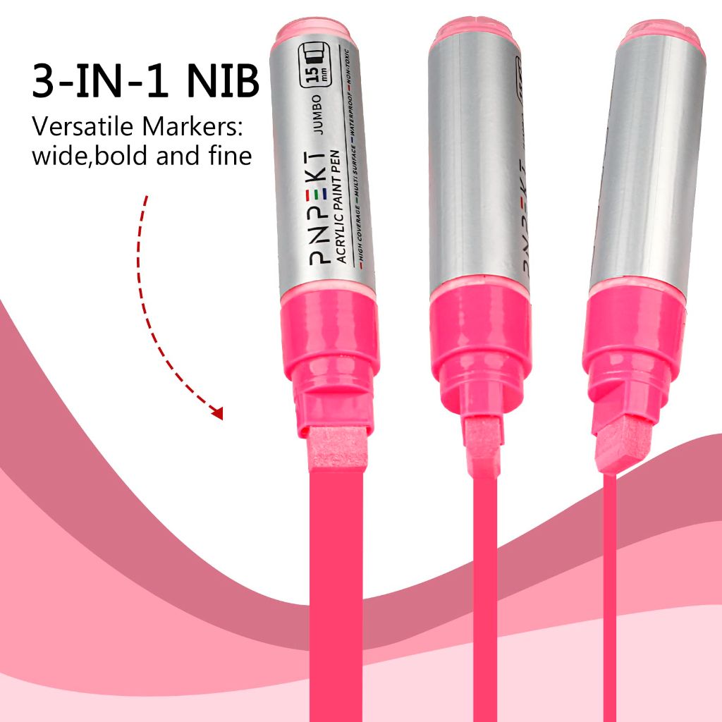 Jumbo Acrylic Painter Marker Pens - 15mm, 7 Colors