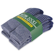 HOT FEET Work Socks for Men – Boot Crew Cotton Socks, Cushioned & Moisture Wicking, Durable 10-Pack, Size 6-12.5, Gray Blue