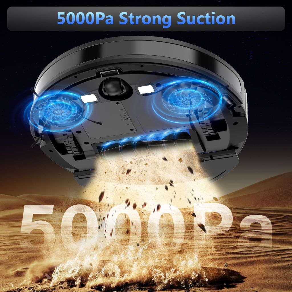 Tikom Robot Vacuum and Mop Combo, 5000Pa Robotic Vacuum Cleaner, 150 Min Max, App & Remote Control, Self-Charge(G8000 Max)