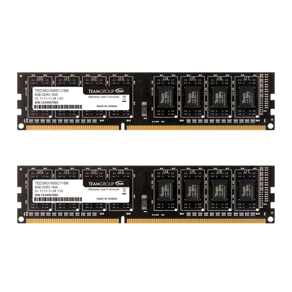 TEAMGROUP Elite DDR3 16GB Kit (2x8GB) 1600MHz (PC3-12800) CL11 Unbuffered Non-ECC 1.5V UDIMM 240