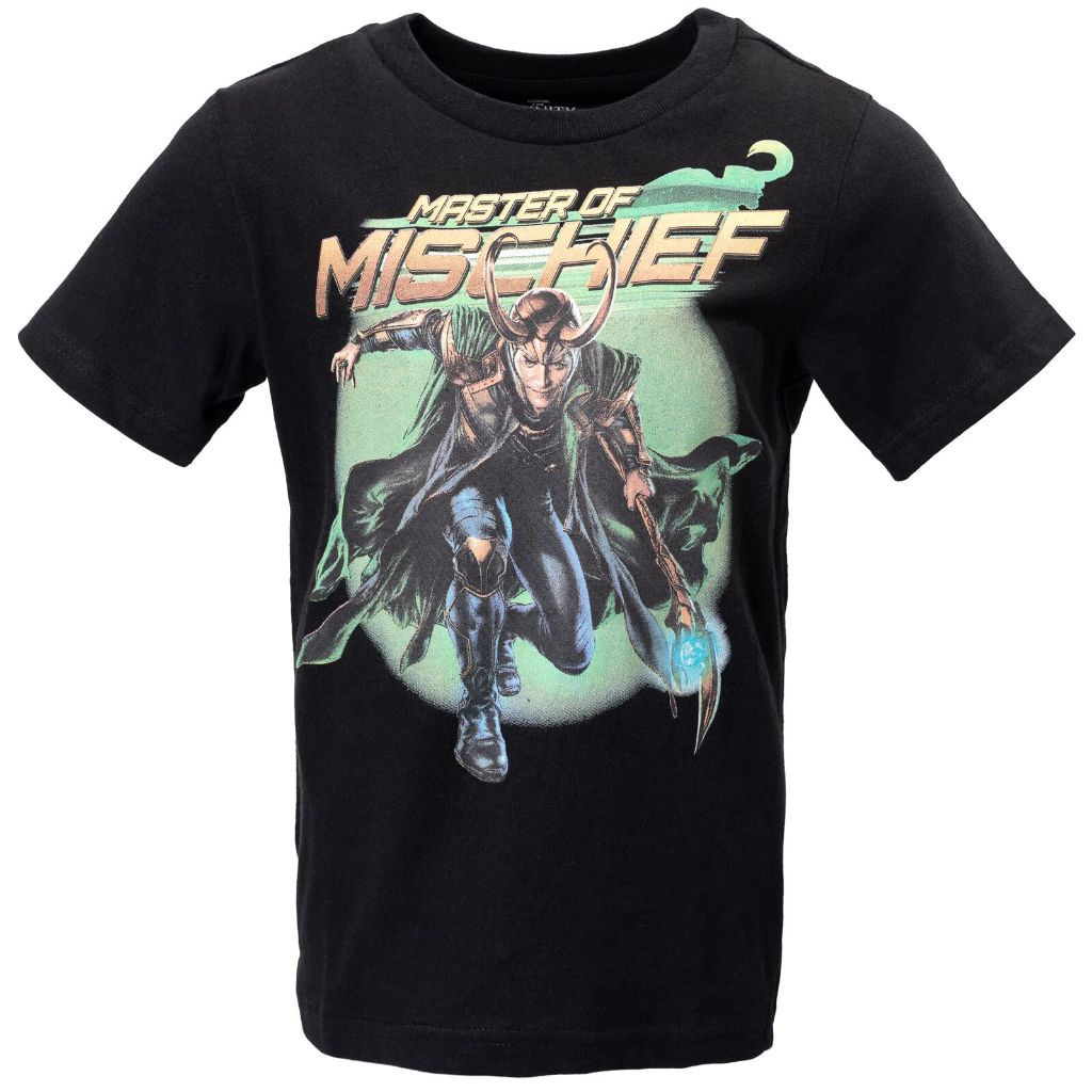 SZ 7-8, Marvel Avengers Loki Little Boys 2 Pack Short Sleeve Graphic T-Shirt Black/Gray