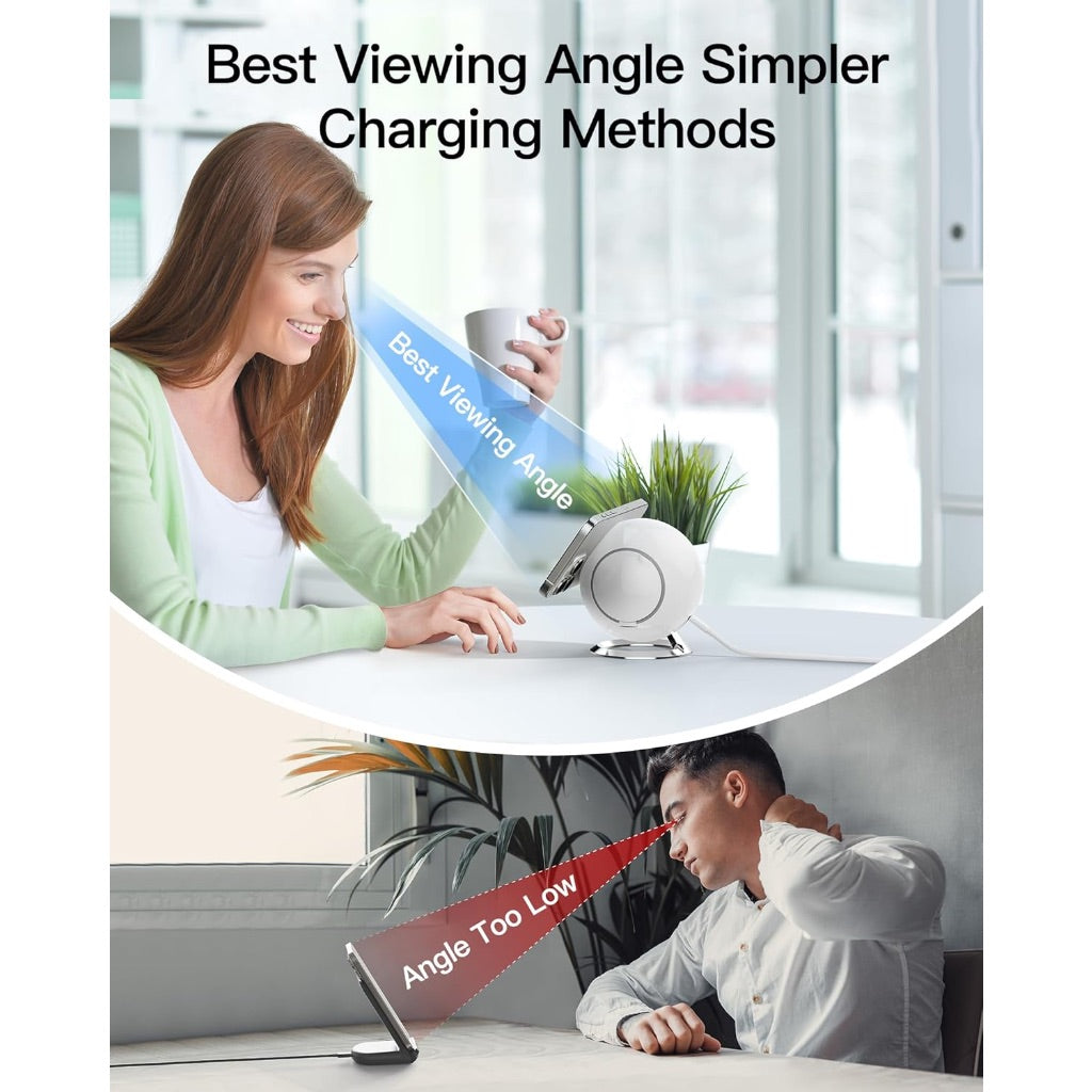 Moaiio 3-in-1 Wireless MagSafe Compatible Charging Station (White)