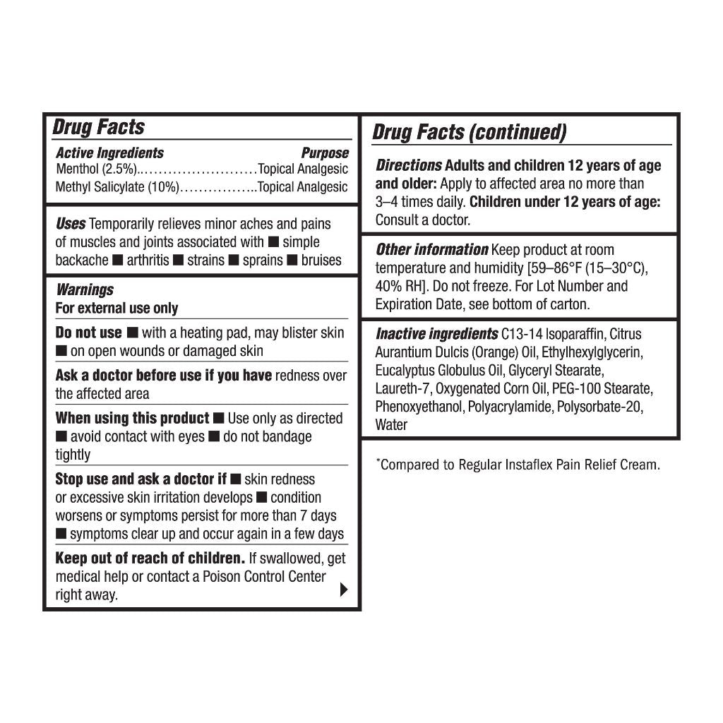 Instaflex Pain Relief Cream Delivers Clinically Studied Pain Relief from Arthritis, Back Pain, Strains and Joint and Muscle Pain (4 oz)