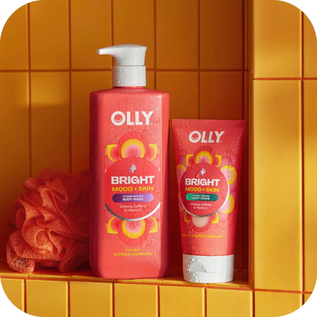 OLLY Bright Body Wash with Ginseng, Caffeine & Vitamin C–  Citrus Currant Scent | 17 oz