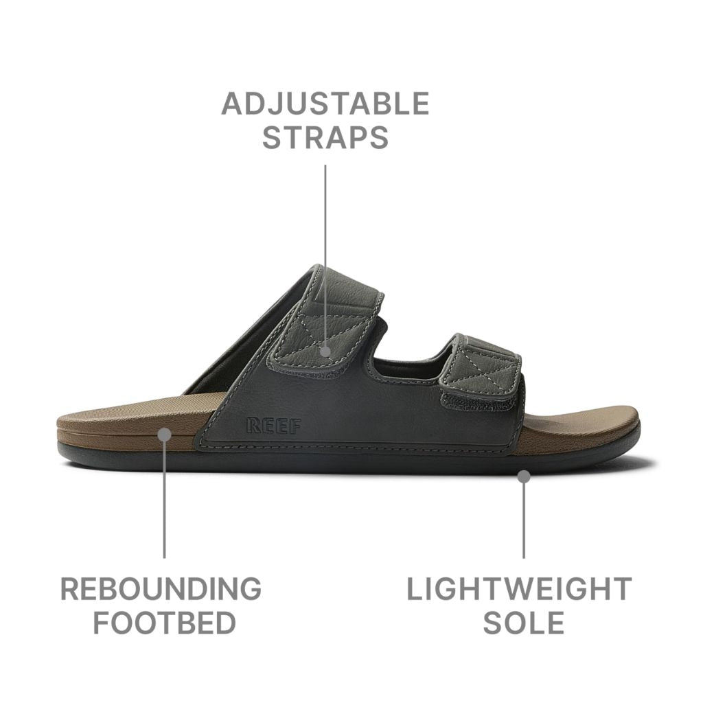 REEF Cushion Tradewind SL Men's Fashion Slides, Grey/Tan, 13