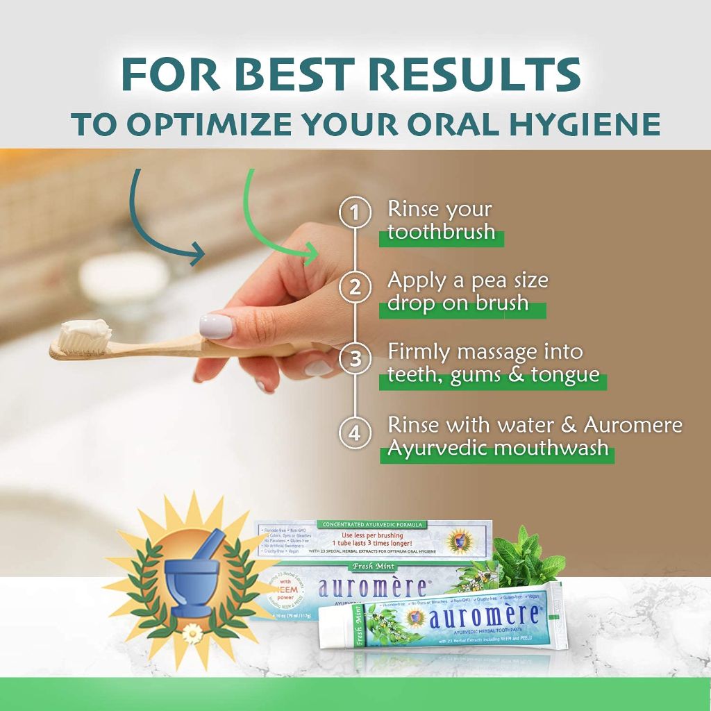 Auromere, Ayurvedic Herbal Toothpaste, Fresh Mint, 4.16 Oz