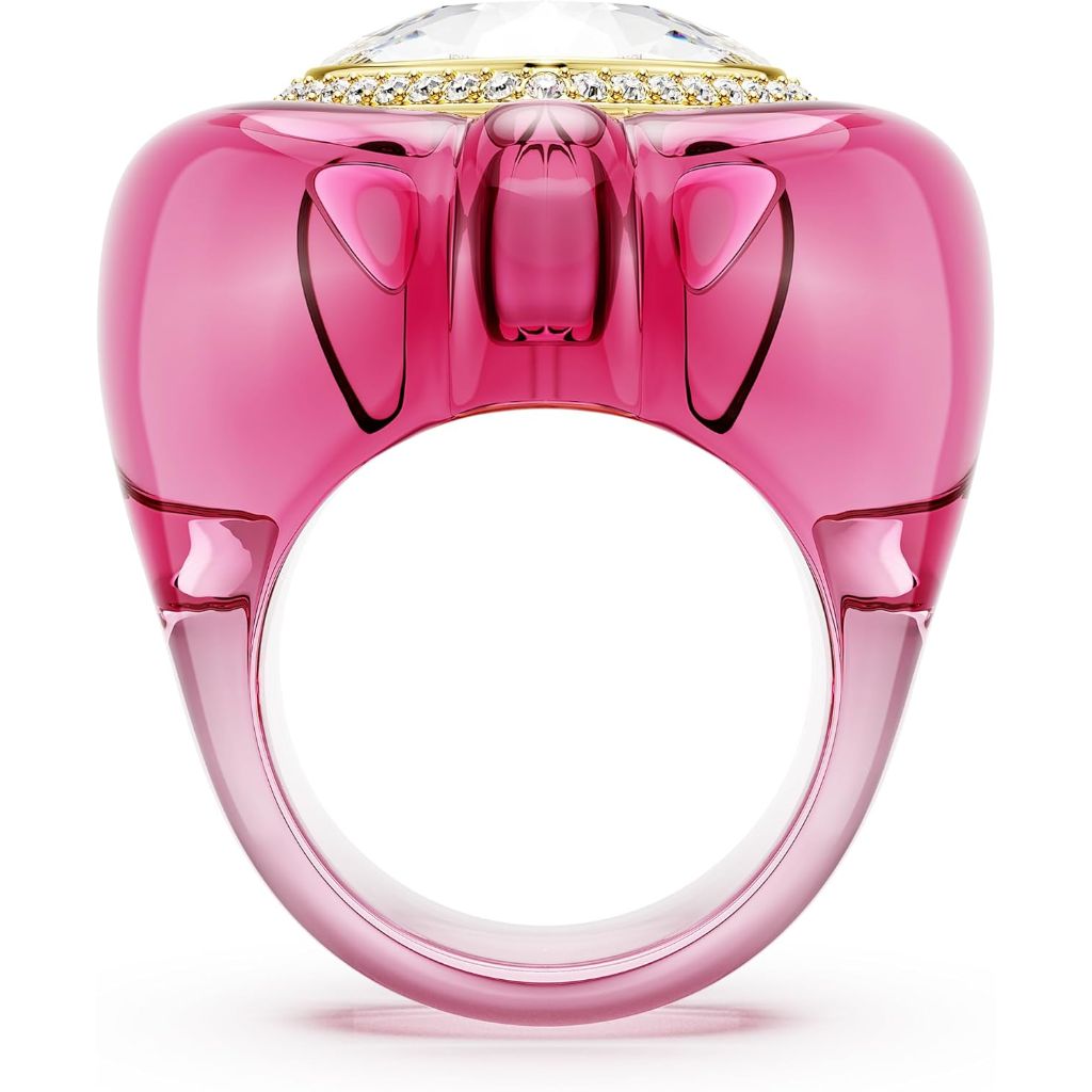 Swarovski Dulcis cocktail ring, Heart cut, Pavé, Heart, Pink, Size 6 3/4