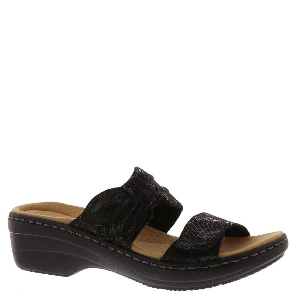 Clarks Womens Merliah Charm Heeled Sandal, Black, 11 Narrow
