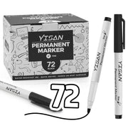 YISAN Permanent Markers Bulk,72 Pack Fine Tip Black Permanent Markers,Quick Drying Ink,Works on paper,Plastic,Stone,Glass,Metal,71501