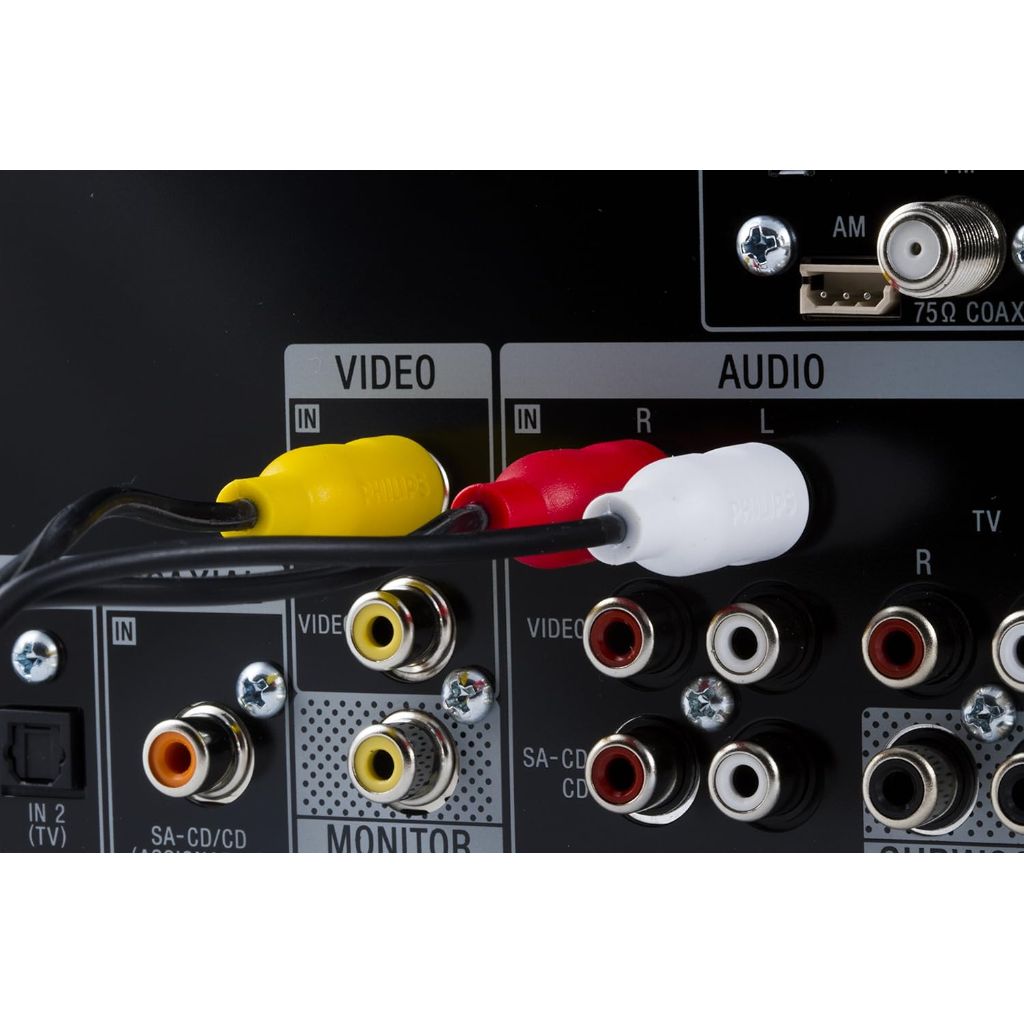 Philips Composite Audio/Video Cable 2 Pack, 6 Ft. Cable, Connect TV to A/V Components, RCA Connection, Black, SWA3513B/37