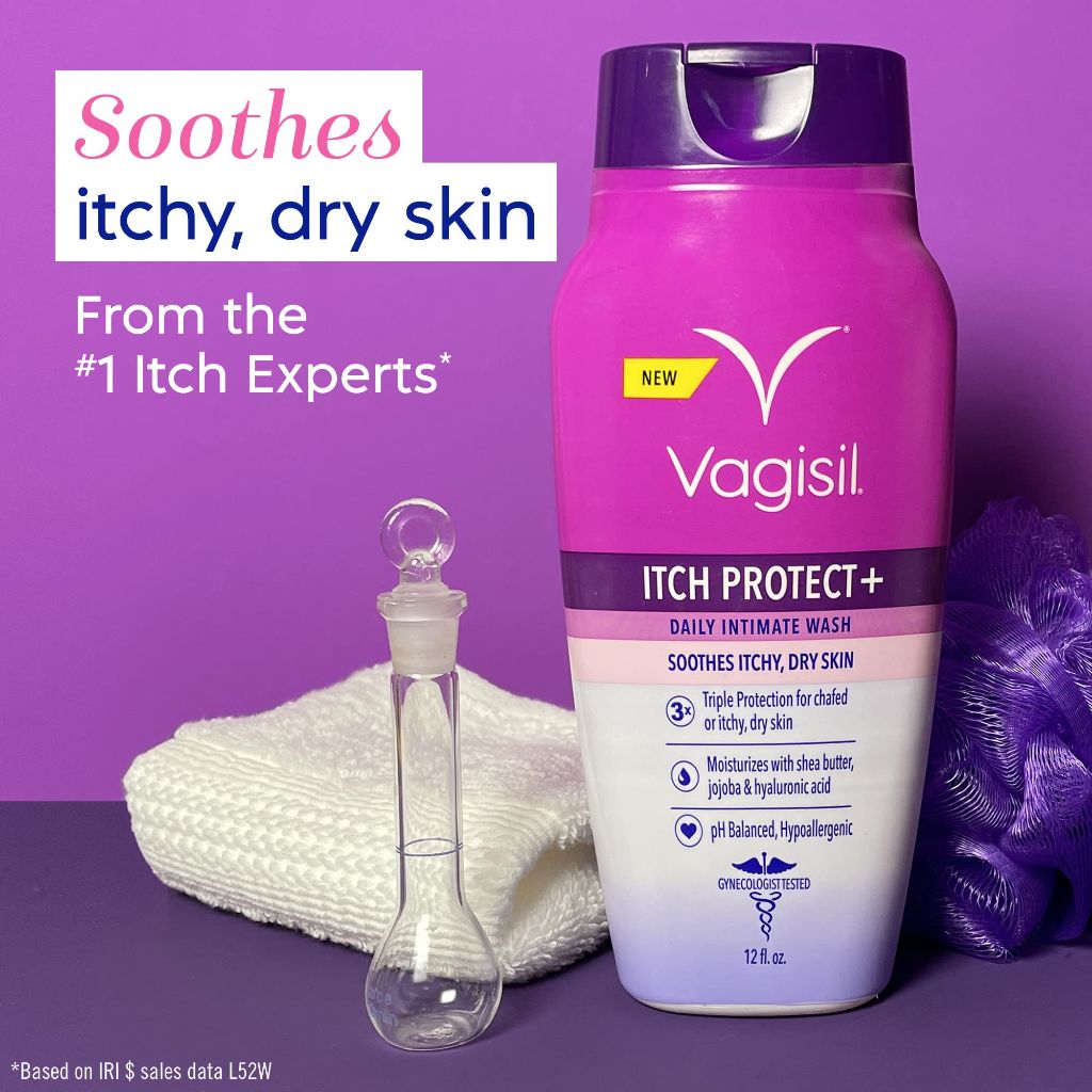 Vagisil Feminine Wash for Intimate Area Hygiene and Itchy, Dry Skin, Itch Protect+ Crème Wash - 12oz