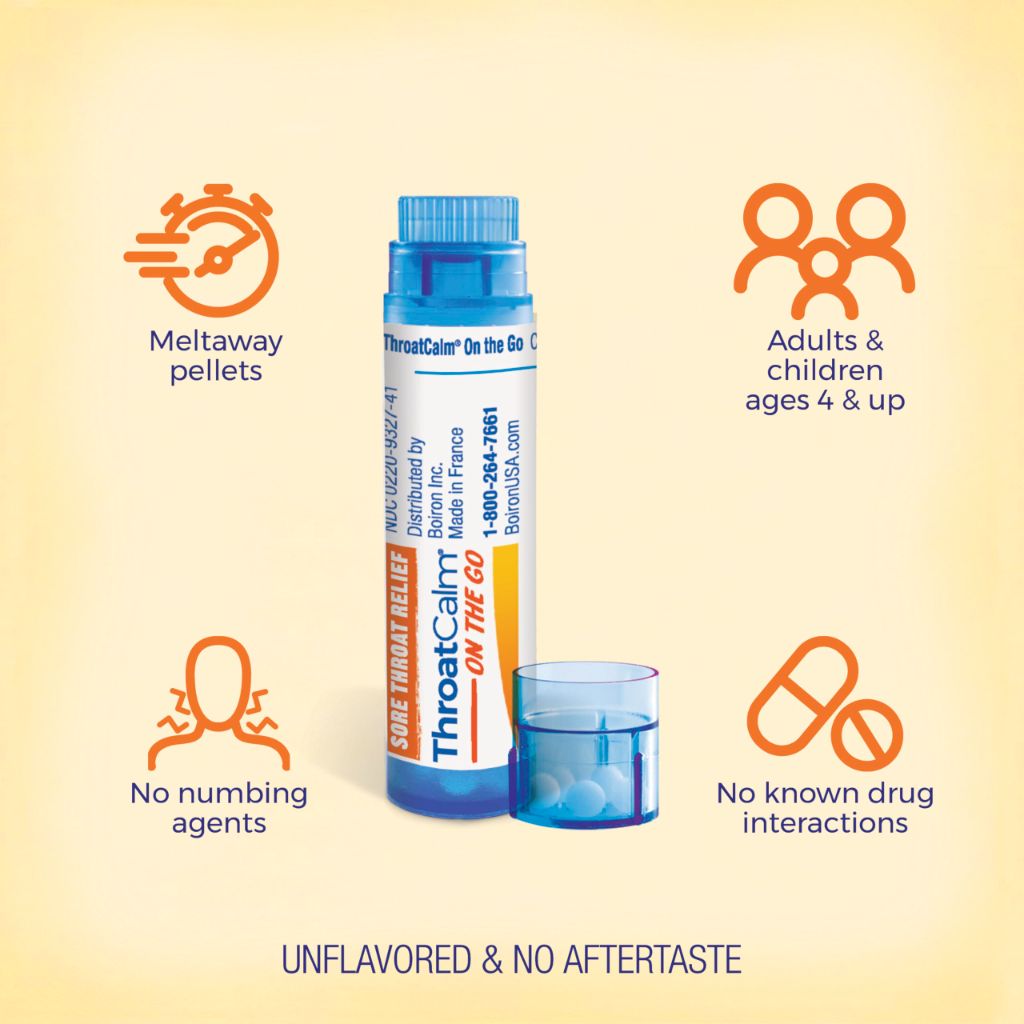Boiron ThroatCalm On The Go Travel Essential for Relief - 2 Count (160 Pellets)