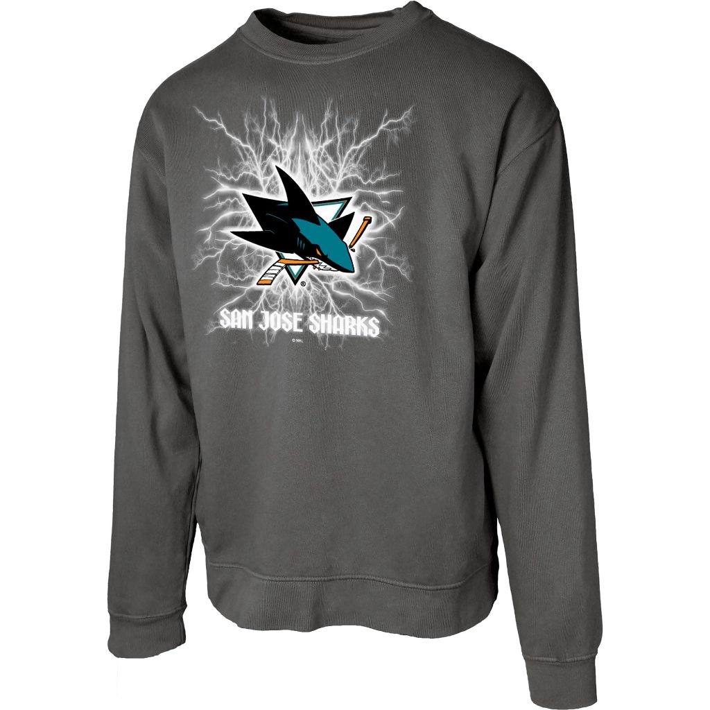 San Jose Sharks NHL Officially Licensed Crewneck Sweatshirt Ringspun Electric Black, Small
