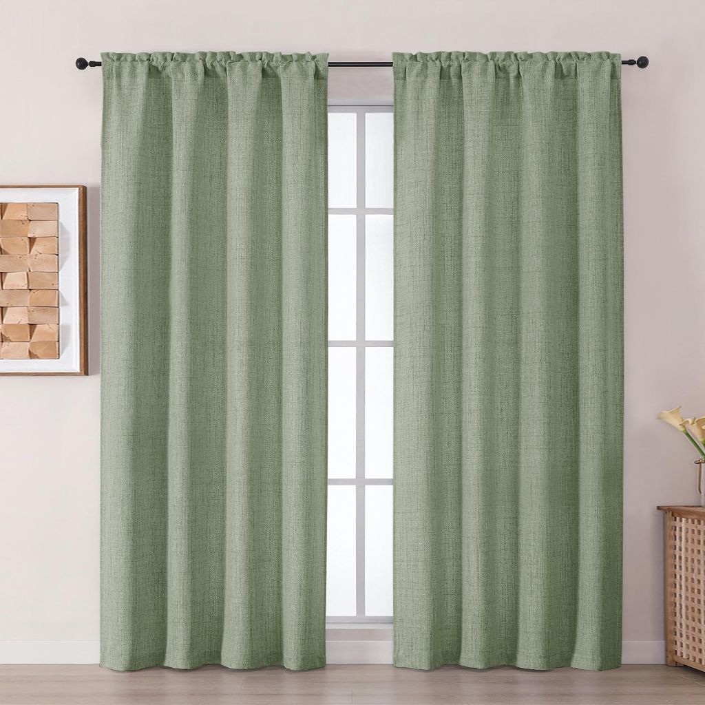 Chyhomenyc Extra Long Green Curtains 120 Inch Length 2 Panels Each 50Wx120L, 10FT