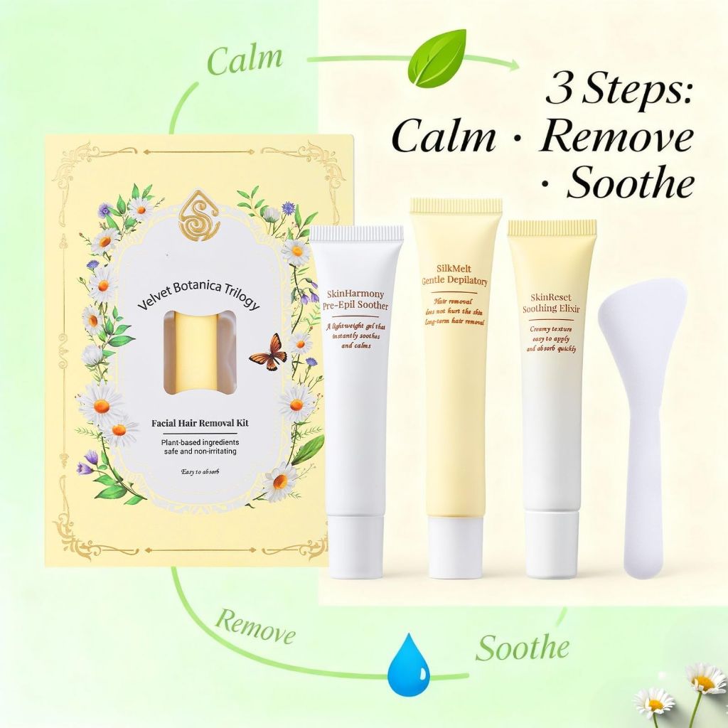 Face Hair Removal Cream Set for Women – 3-Piece Kit