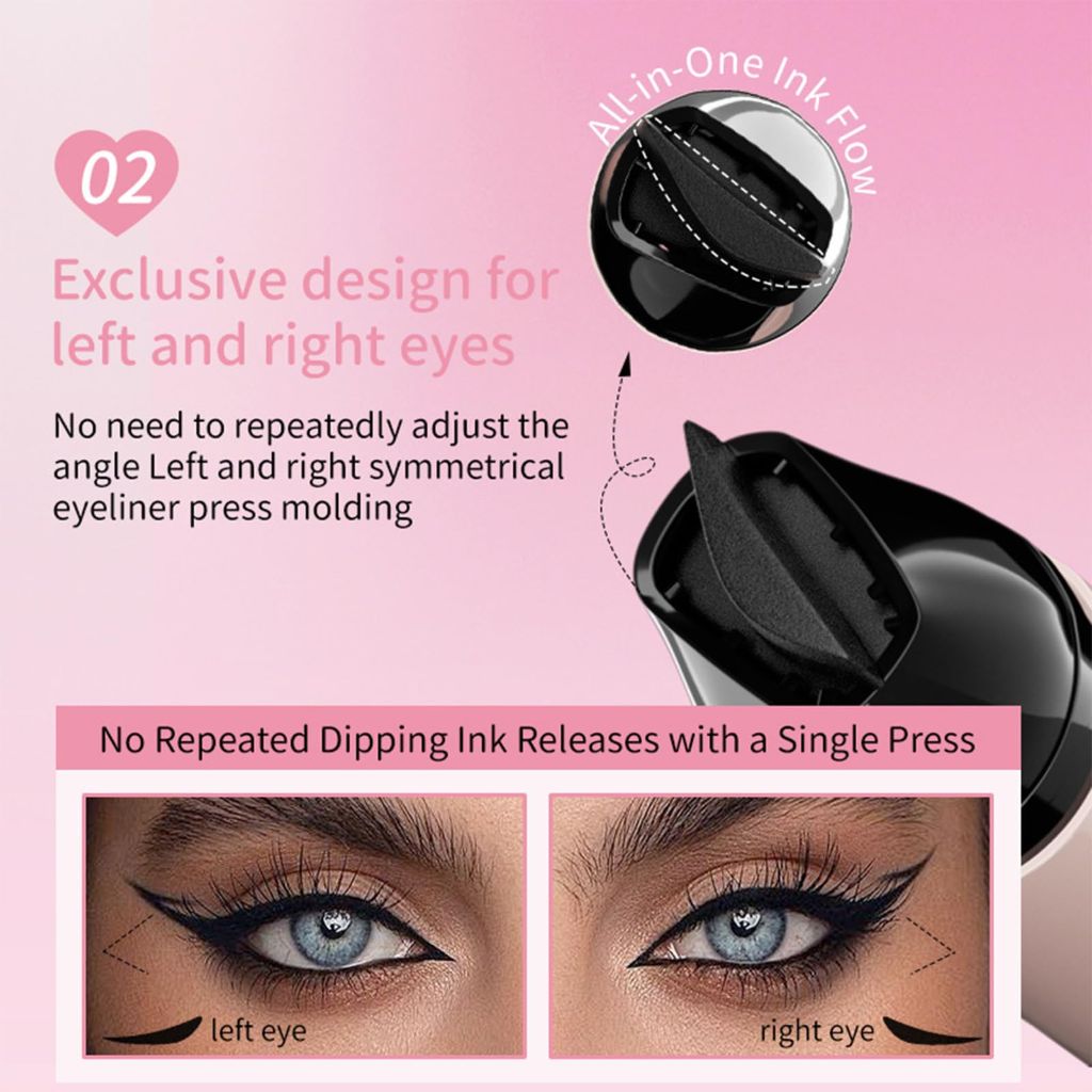 Hunjiry Foldable Eyeliner Stamp for Beginners – Black Gel Winged Eyeliner Pencil, Waterproof & Smudge-Proof Cat Eye Stencil with Easy-Grip Handle (Black, TikTok Viral)