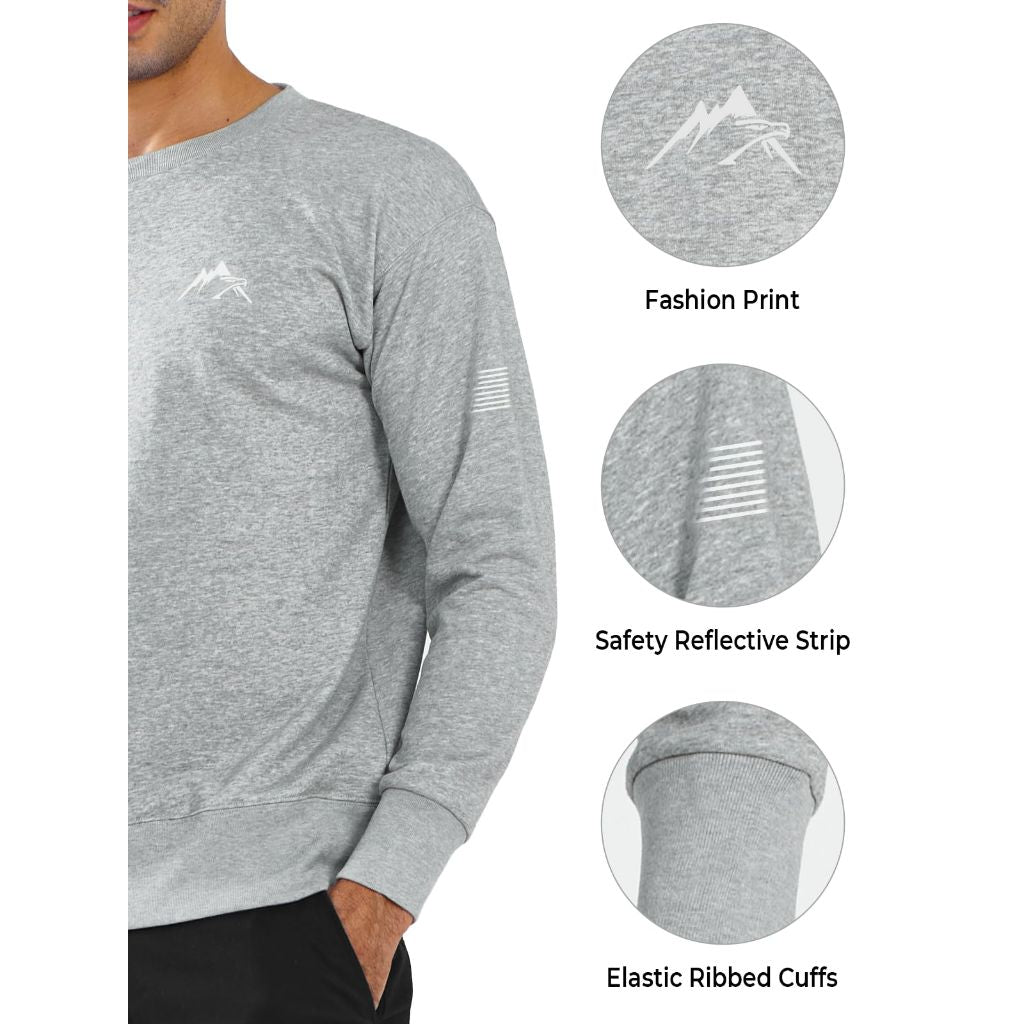 NORTHYARD Men's Crewneck Long Sleeve Sweatshirt, GREYHEATHER, M