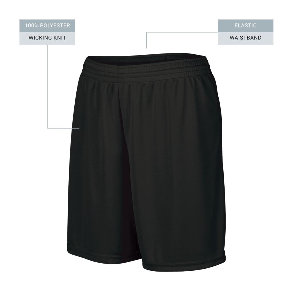 Augusta Sportswear Ladies' Octane Workout Shorts - 7 Inch Inseam Gym Athletic Attire for Women, Black, Small