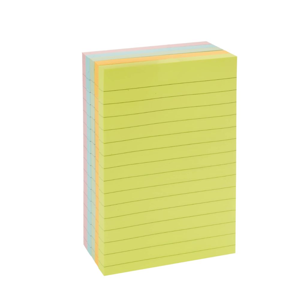 Amazon Basics Lined Sticky Notes, 4x6" Self-Stick Pads, Assorted Colors, 100 Sheets/Pad, Pack of 5