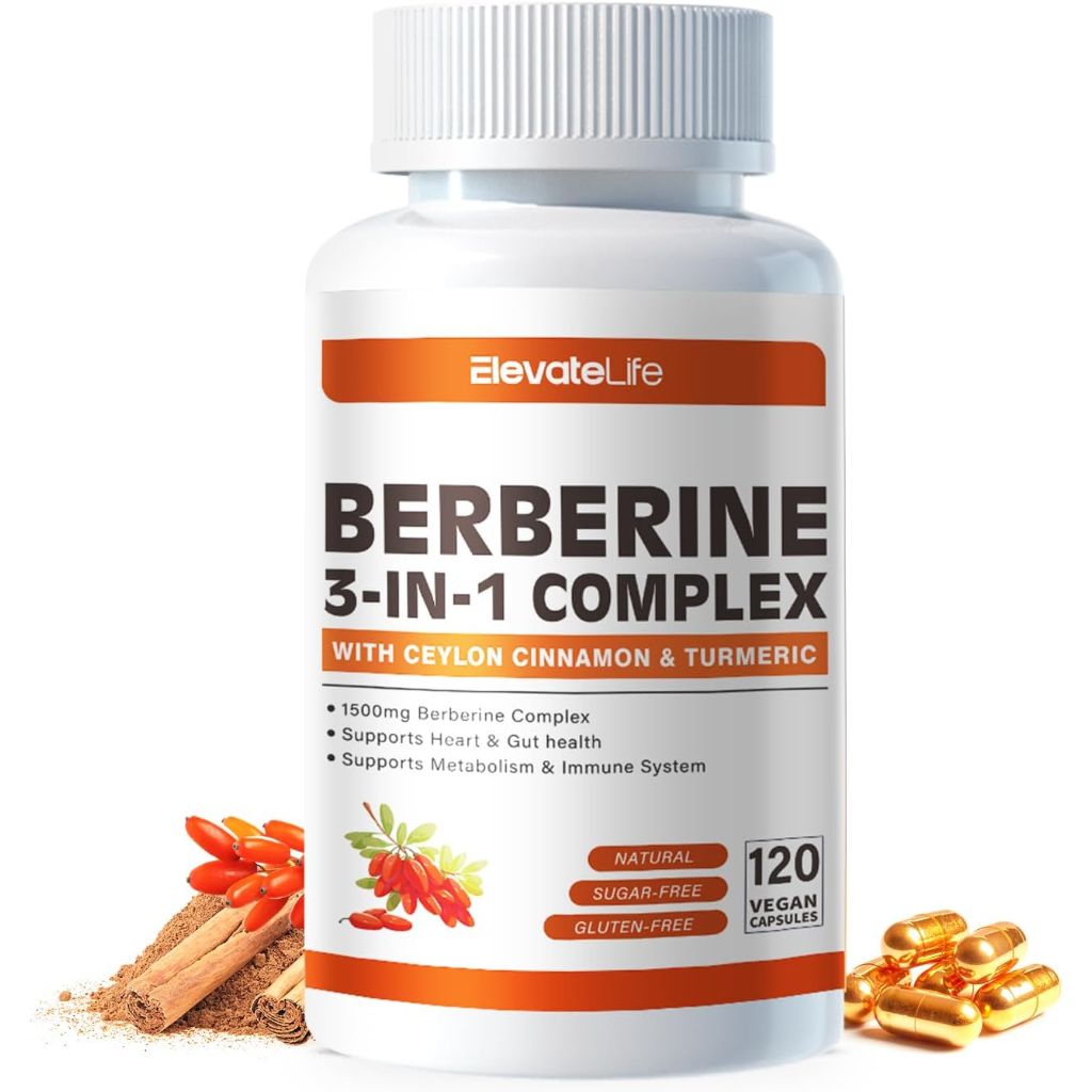 ElevateLife 3-in-1 Berberine Complex, 1500mg - 120 Capsules