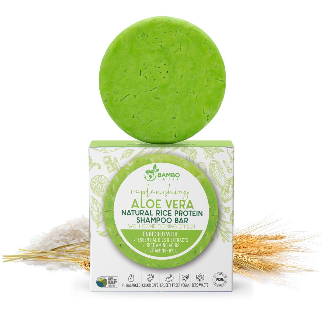 BAMBOEARTH Shampoo Bars For Hair With All Natural Plant Based Essential Oils (Aloe Vera)