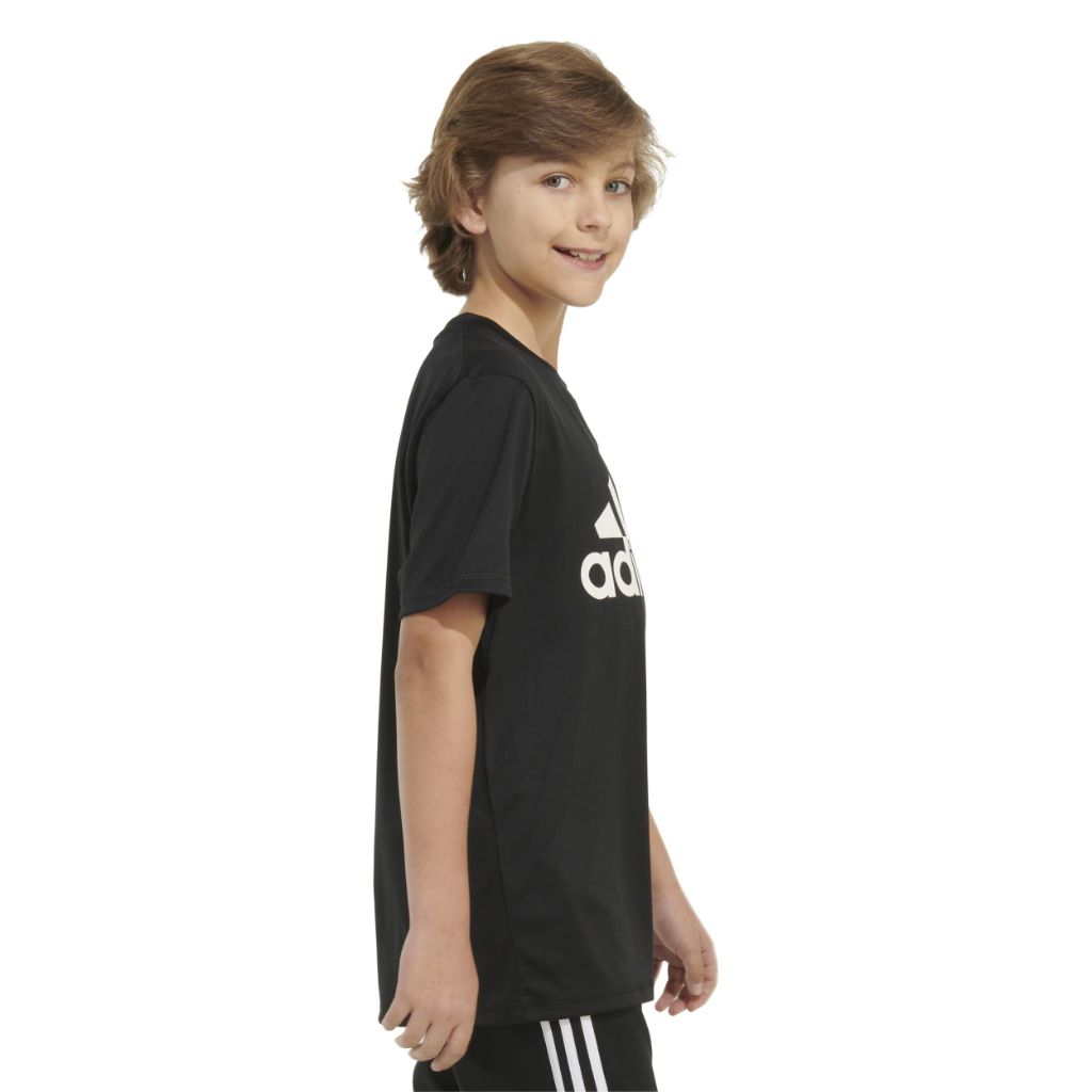 adidas Boy's Short Sleeve Aeroready Performance Logo T-Shirt - Black, XL