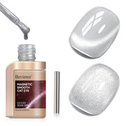 Bevimee Cat Eye Gel Nail Polish, Silver Glitter Magnetic, 12ML