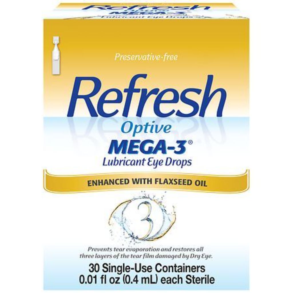 Refresh Optive Mega-3 Lubricant Eye Drops Preservative-Free Artificial Tears - 0.01 fl oz (0.4mL) - 30 Single-Use Containers
