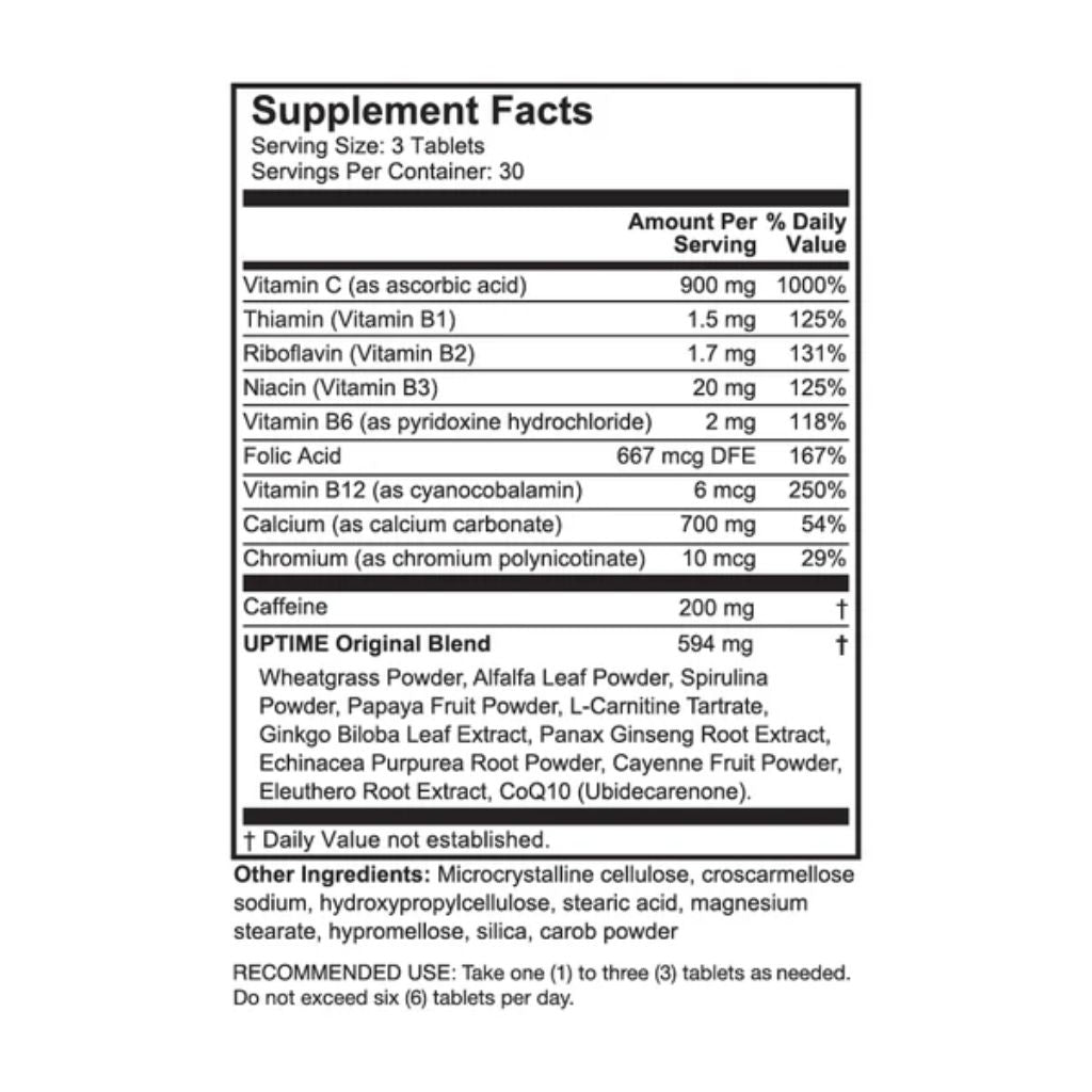 UPTIME Original Energy, 90 Energy Tablets, 200mg per Serving