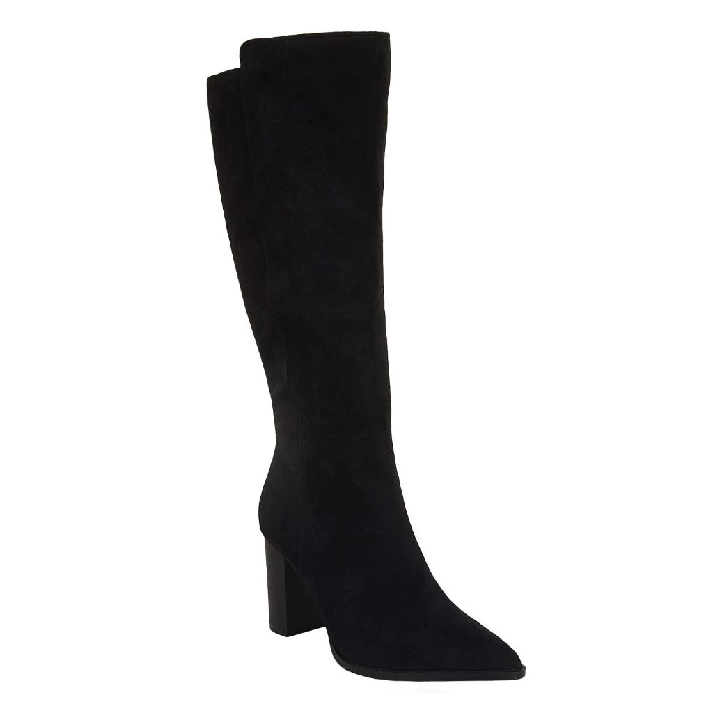 Juliet Holy Women's Knee High Boots Stacked Block Heel Pointed Toe Riding Boots Cool Black Size 7 1/2